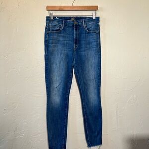 MOTHER Denim Jeans Size 30 High Rise Skinny Raw Hem Medium Wash